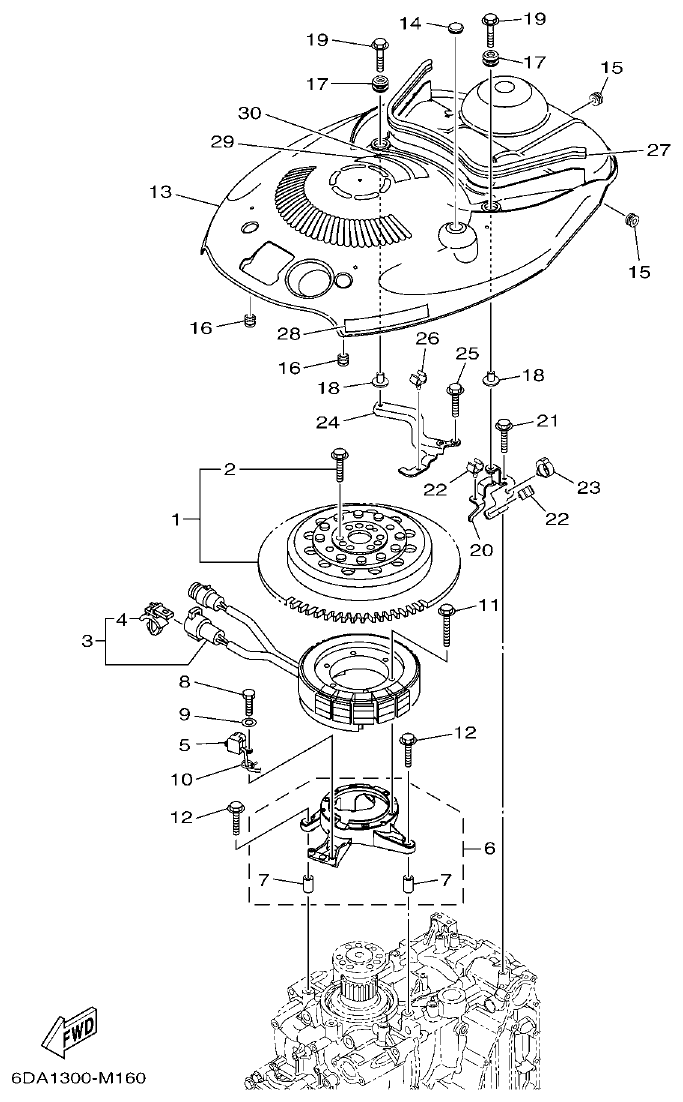Yamaha F200FET, FL200FET GENERATOR parts diagram